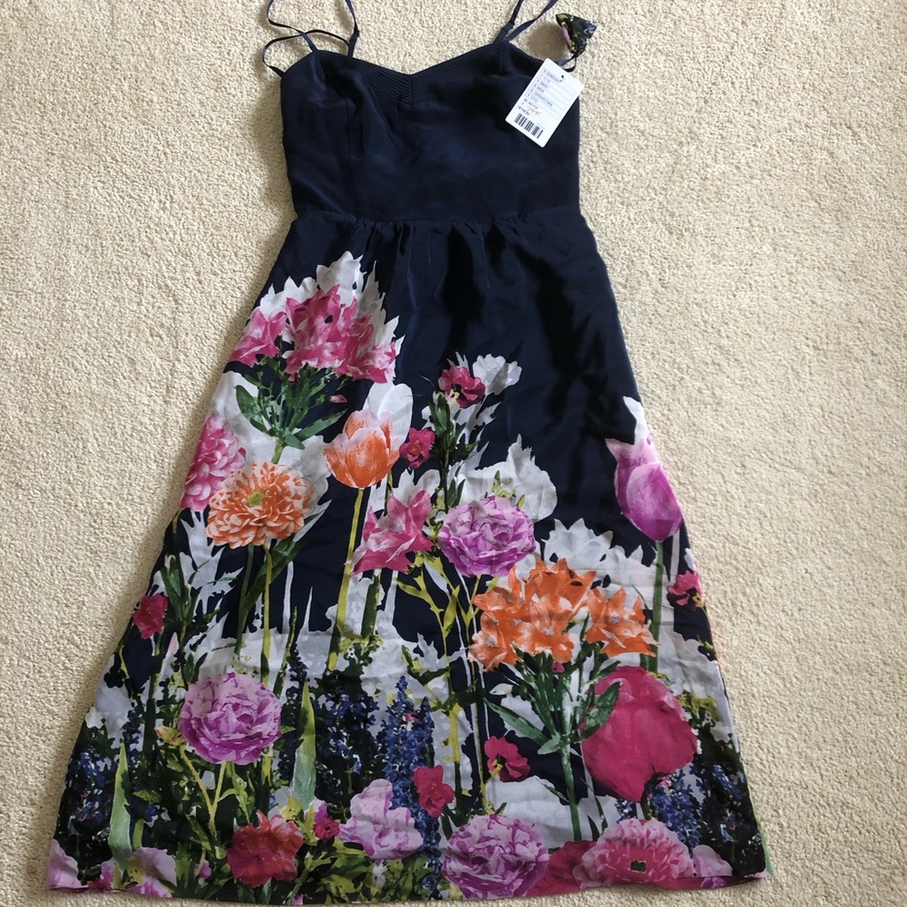 Anthropologie silk floral dress